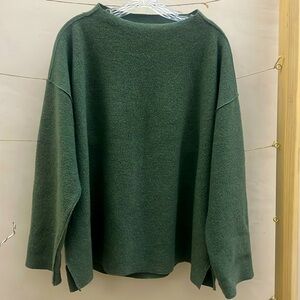 Eileen Fisher Crew Neck Ribbed 100% Wool Sweater